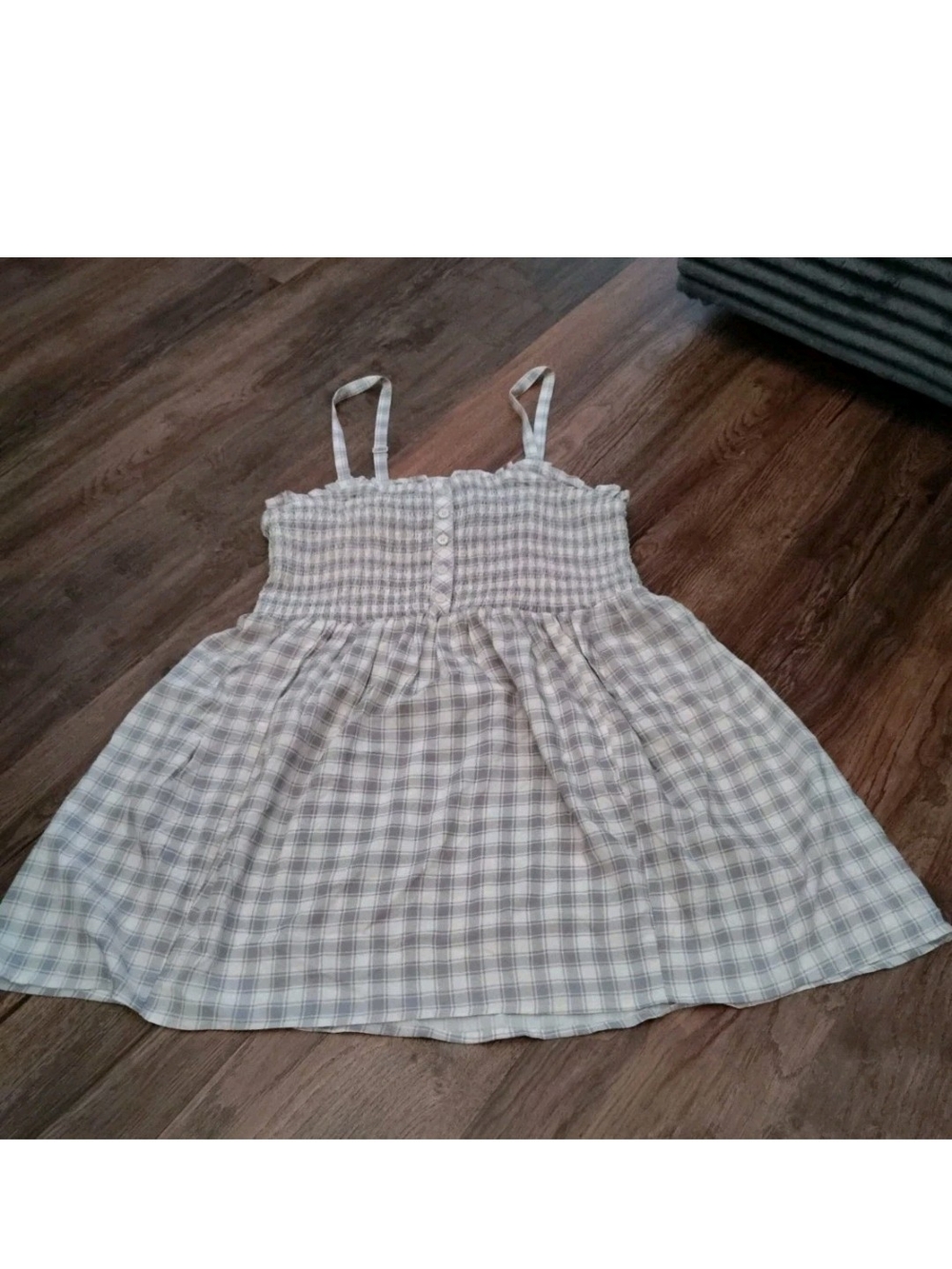 torrid Cream and Gray Gingham Smocked Tank Dress